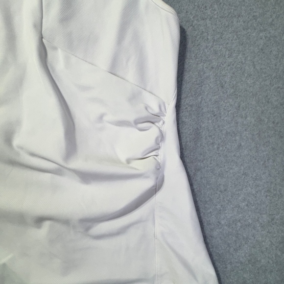 Athleta Top Womens L White Crew Neck Ruched Side Sleeveless Pullover Stretch - Picture 2 of 7